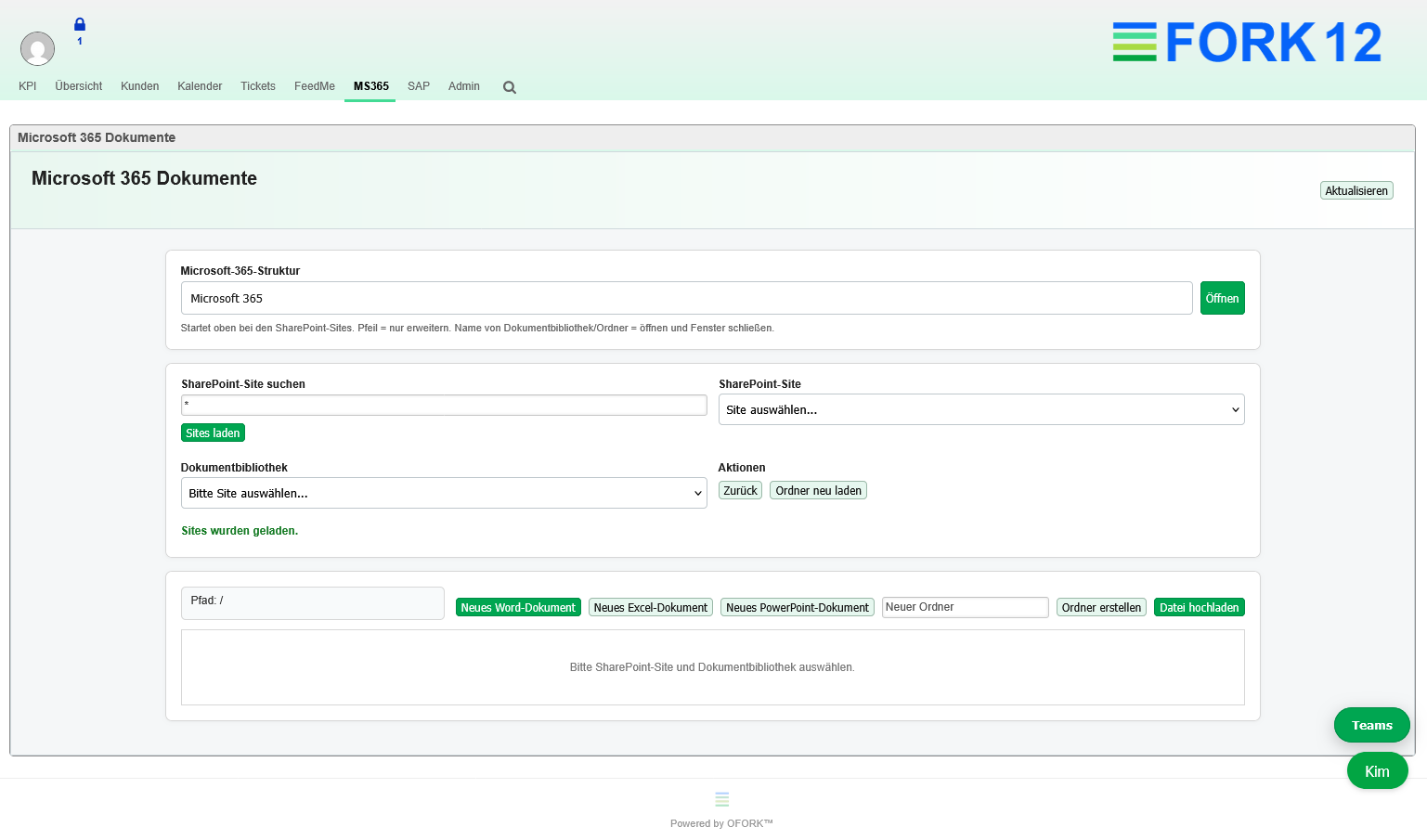 Microsoft 365 Dokumente in OFORK
