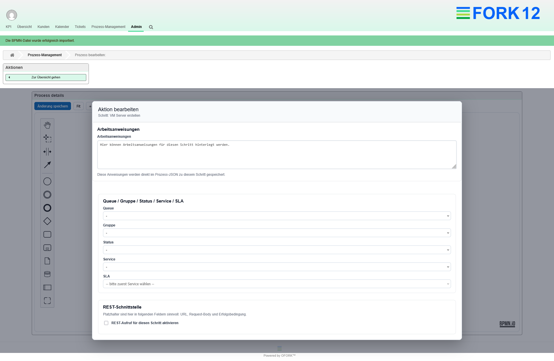 OFORK Prozess erstellen