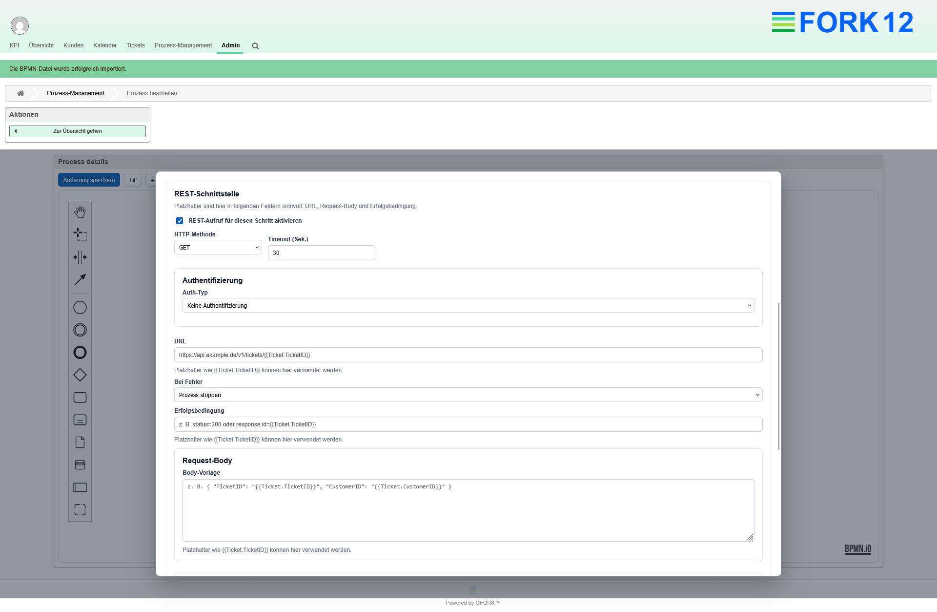 OFORK Prozess erstellen